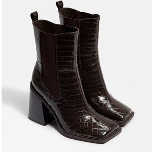 CIRCUS BY SAM EDELMAN Womens Brown Crocodile Square toe Boots